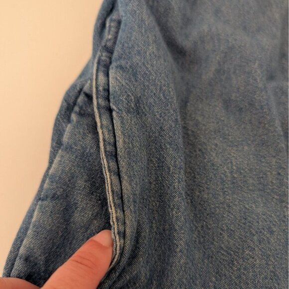 Wrangler Sherpa Lined Denim Shacket Shirt Mens Size XL Blue Western Button Front - Picture 5 of 12